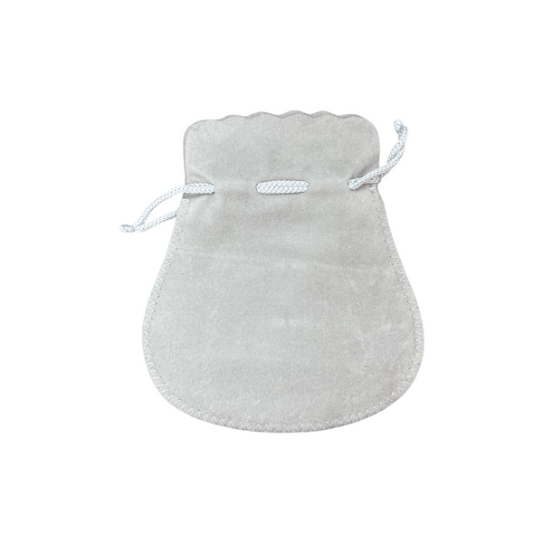 Velveteen Scalloped Drawstring Pouches - Gray