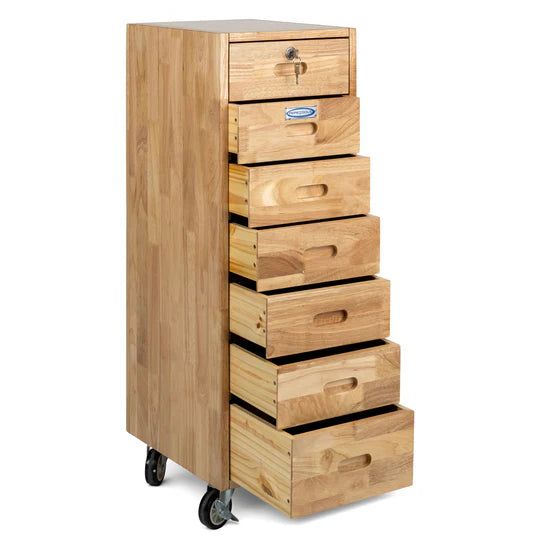 Pepe® 7 Drawer Rolling Cabinet - Heavy Duty Casters, Hardwood