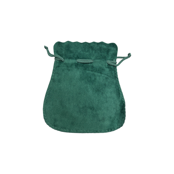 Velveteen Scalloped Drawstring Pouches - Emerald Green