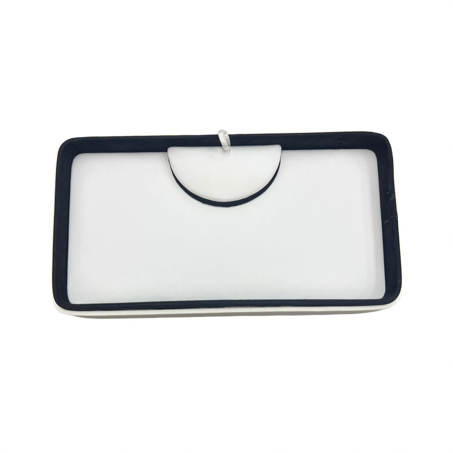 White Leatherette Pendant Display with Black Trim