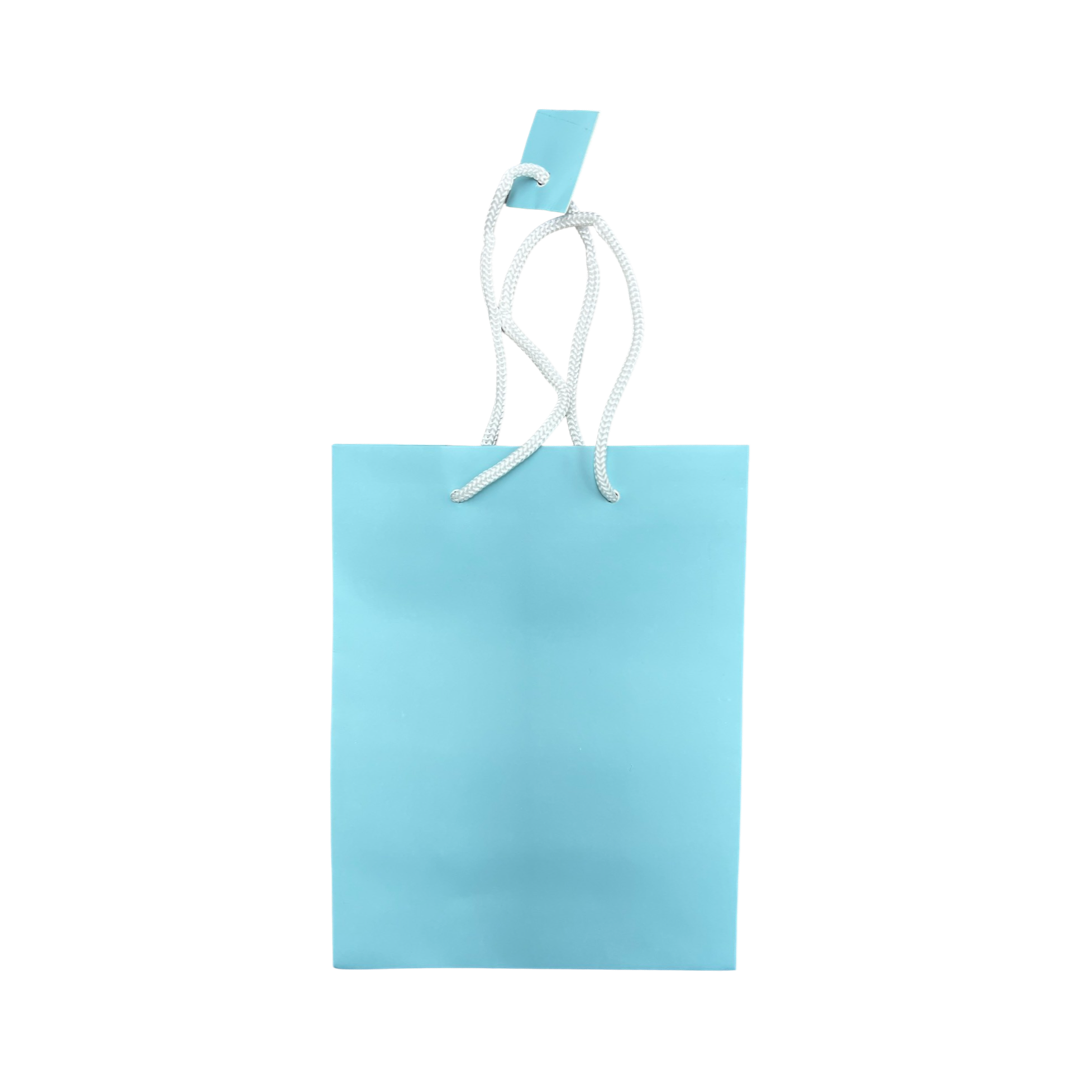 Paper Shopping Bag with Drawstring - Aqua