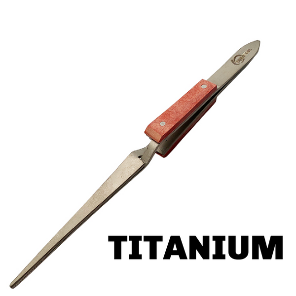 Self-Locking Titanium Tweezers with Fiber Grip