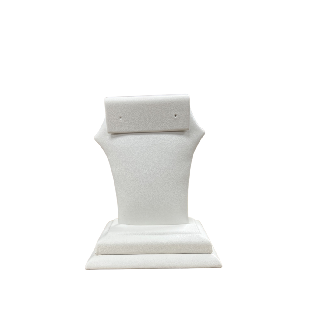 White Leatherette Earring Display - Shield